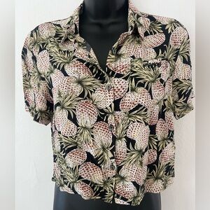 Volcom Black Button-Down Pineapple Print Shirt